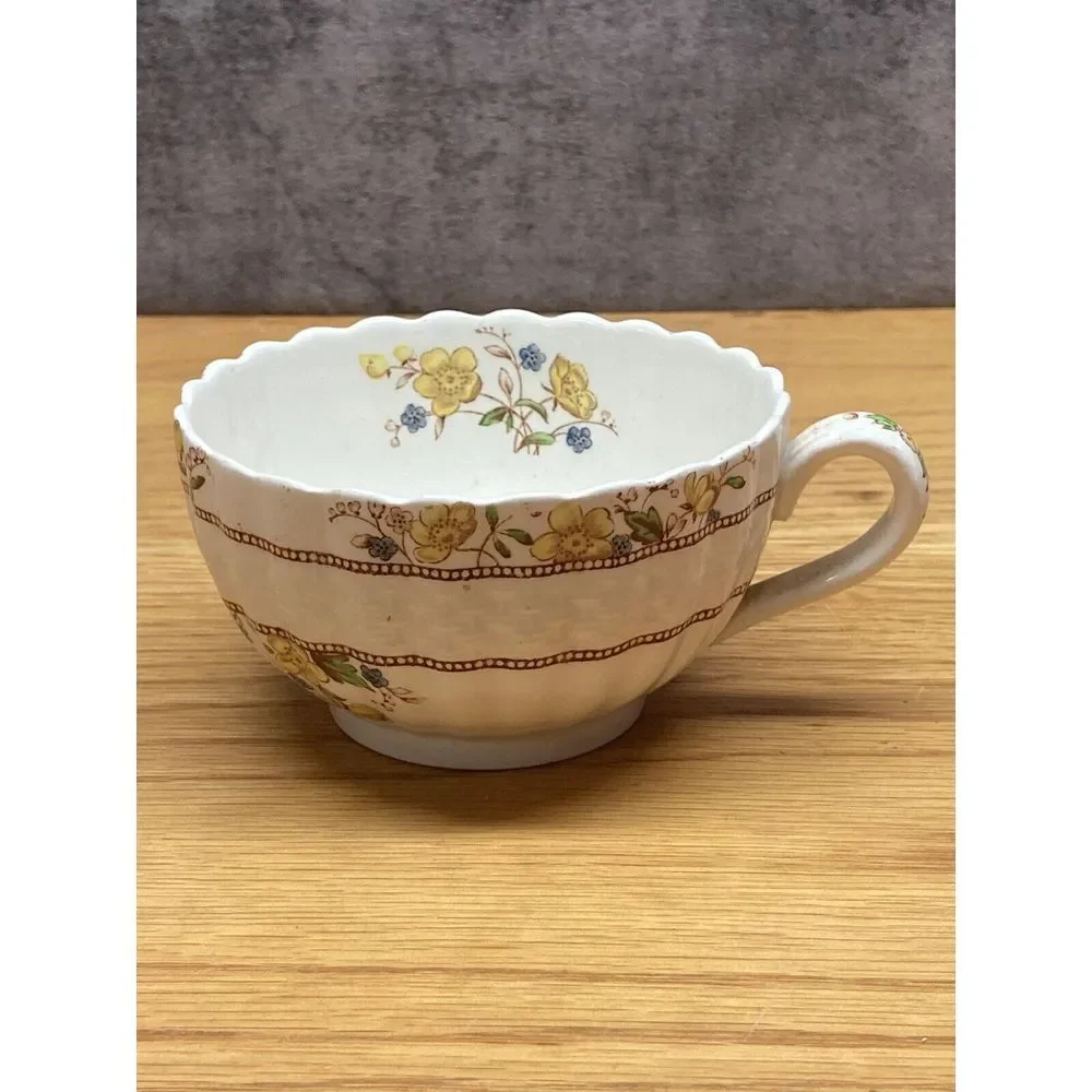 Vintage Flat Cup, Spode China Stoneware, Buttercup‎ Pattern, Old Stamp